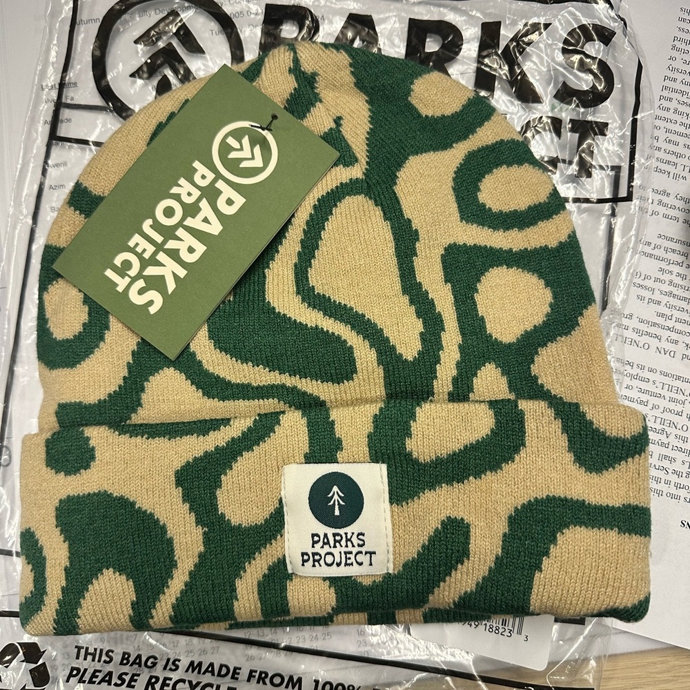 Parks Project Kids Beanie - Green and Beige